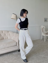 アンバランスドニットスリーブレス / Unbalanced Knit Sleeveless (2color)
