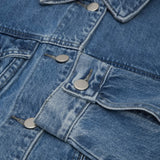 ピンタックミッドブルーデニムジャケット/WORN PINTUCK MID BLUE DENIM JACKET [6076]