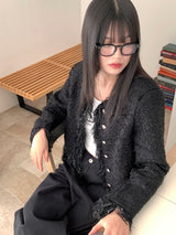 Pake Point Silver No Collar Tweed Jacket