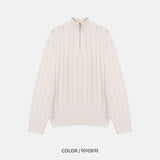 ローワーツイストセミジップアップニットウェア / Lower Twisted Semi-Zip-Up Knitwear (4 colors)