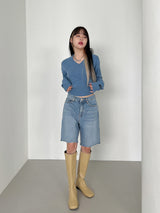 ウールVネッククロップニット/Wool V-neck Crop Knit (10color)