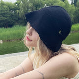 VZ stud logo summer knit bonnet hat Black