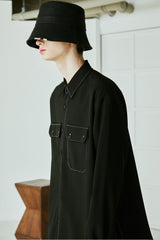 HALF & HALF SOLID POCKET SHIRT (6538806689910)