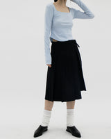 プリーツストリングラップスカート / Pleated string wrap skirt (2color)