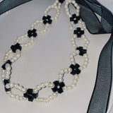 ミックスパールリボンタイチョーカー / mix pearl ribbon tie choker