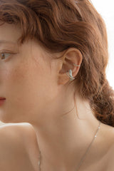 ニットクロスシルバーイヤーカフ/[2set] Knitted cross 'silver' earcuff (4colors)