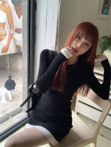 Slim line ribbed mini dress