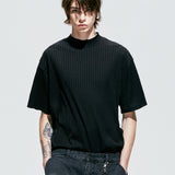 2ウェイリブモックネックTシャツ / 2way rib mock neck t-shirt black