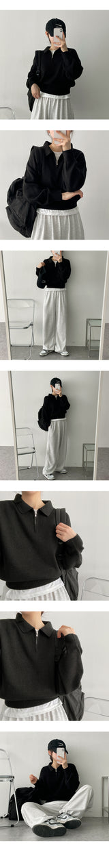 ショリンハーフジップアップクロップドカラーニットウェア / Shorin Half Zip-Up Cropped Collar Knitwear