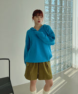 ダメージハーフジップアップフード/Damage Half Zip-Up Hood (3color)