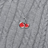 スモールチェリーケーブルクロップ丈のショットスリーブニット／SMALL CHERRY CABLE CROP SHORT SLEEVE KNIT [MELANGE GRAY]
