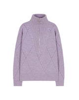 HALF ZIP UP PUNCHING ARGYLE SWEATER LAVENDER (6613773844598)
