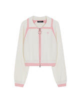 ブークルニットクロップジップアップ/BOUCLE KNIT CROP ZIP UP IVORY