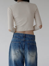 リブカットTシャツ/Rib Cut T-shirt (2color)