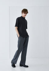 RIB MOCK NECK HALF T-SHIRT CHARCOAL (6566873530486)