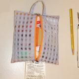 Glossy Cross Stripes Basic Pouch (Sky Orange)