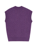 OVERSIZED CABLE KNIT VEST PURPLE MELANGE (6608600367222)