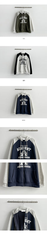 Fleece Lining Inter Coloring Raglan Hood Zip-Up