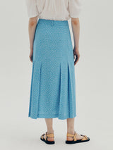 プリーツロングスリットスカート / Pleated long slit skirt - Blue flower