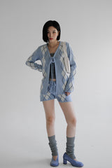 アーガイルリボンカーディガン / Argyle Ribbon Cardigan (3color)