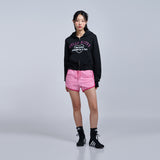 acme de la vie / Sanrio HELLO KITTY LETTERING CROP HOODIE ZIP UP BLACK