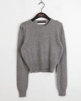 [Cashmere/12color] リモンラムウールラウンドクロップ長袖ニット