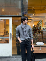 LMN Regular Roll-Up Denim Pants (Black)