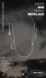 ブラックミニテニスネックレス/[S925] Black Mini Tennis Necklace (rosegold)