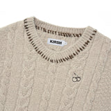 CHERRY V-NECK CROP CABLE KNIT [OATMEAL]