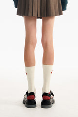 モノチェリーカラーコンビネーションソックス／MONO CHERRY COLOR COMBINATION SOCKS [IVORY]