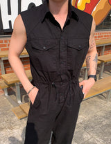 Solid Tone Sleeveless Jumpsuit (6693244895350)