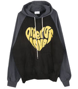 ハートラグランオーバーフードTシャツ/No.9674 heart raglan over hood T (3color)