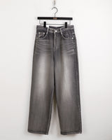 Bertie Gray Washed Stitch Long Wide Denim Pants