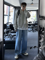 ルウィ ウォッシング ワイド デニム パンツ