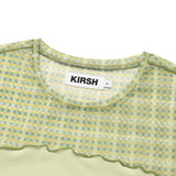 スモールチェリーメッシュパターンカラーミックスクロップTシャツ / SMALL CHERRY MESH PATTERN COLOR MIX CROP T-SHIRT [LIME]