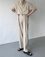 リネンベルトワイドスラックス / ECT linen belt wide slacks (4 colors)