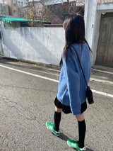 ブルー モヘア V ネック ニット