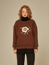 SETSETSET BIG FLOWER NAPPING SWEAT SHIRT BROWN (6652493856886)