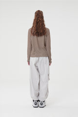 ビッグドゥードゥルチェリーハイネックストライプロングTシャツ／BIG DOODLE CHERRY HIGH NECK STRIPE T-SHIRT [BROWN]