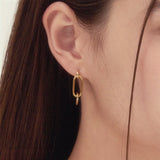 [s925post] heart chain earring