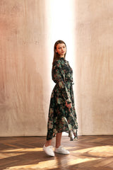 "PRE-ORDER 4/16~" VINTAGE FLOWER DROP-SHOULDER SHIRT (Black) (6546128928886)