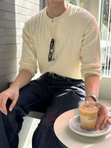 LMNラウンドネックケーブルカーディガン / LMN Round-Neck Cable Cardigan (6 colors)