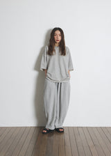 DOTTED-STRIPE BALLOON SWEAT PANTS (Gray) / ドットストライプバルーンスウェットパンツ