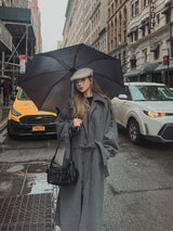 [WOOL 50%/MADE] wool maxi trench mac coat