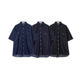 Moment raw material denim short-sleeved shirt (3 colors)