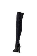 Thigh High Cut-Out Heel Boots(Black)