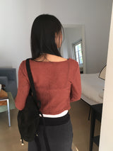 Tati unbalmed diagonal button booklet shirring knit cardigan