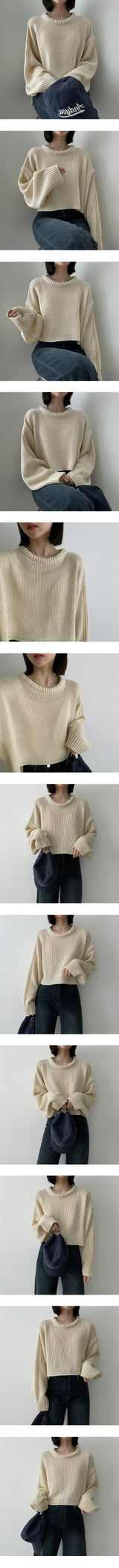 とにークロップラウンドニットウェア / Tony Crop Round Knitwear
