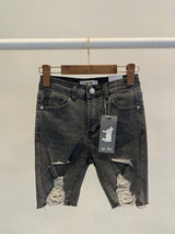 グレーデストロイド４パートクロップパンツ/ GREY DESTROYED 4 PART CROPPED SPANDEX PANTS [6108]