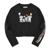 キルシーウィティーバニーグラフィッククロップ丈ロングTシャツ／WITTY BUNNY GRAPIC CROP LONG SLEEVE T-SHIRT [BLACK] (6682183598198)